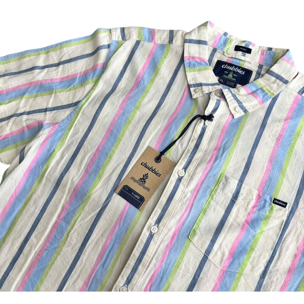 NEW Chubbies The Soft Serve Resort Weave Friday Shirt S/S Mens XL Striped $64